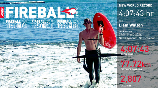 World record: Liam Walton, 4 hours 7 minutes on foil in the surf