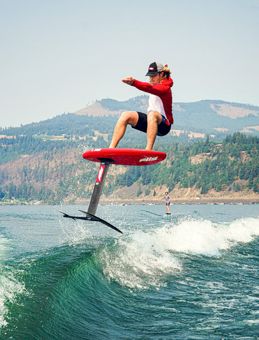 Exposure: Luke Atkinson wake foiling the ART V2 879 at Hood River