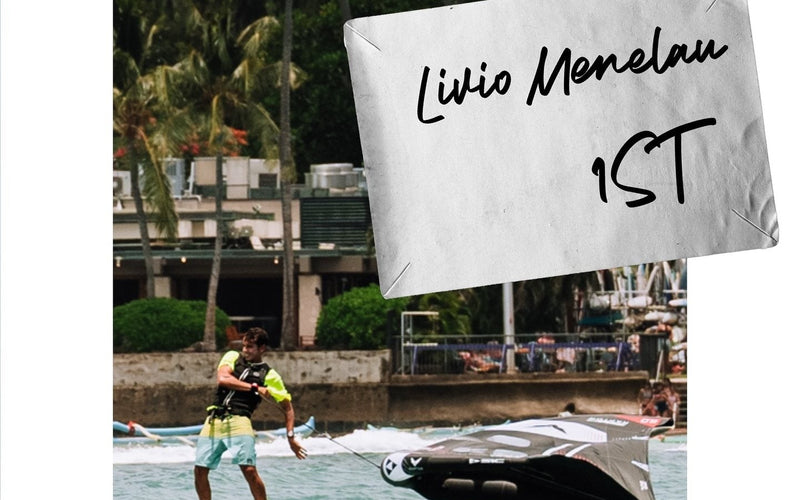 Livio Menelau on the 40-49 wing foil podium, Koa Kai Triple Crown 2025