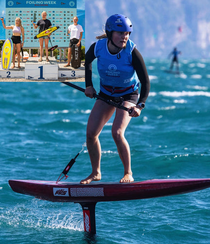 Marnie Bertram wins pump foil and downwind at the SFT World Cup, Lake Garda